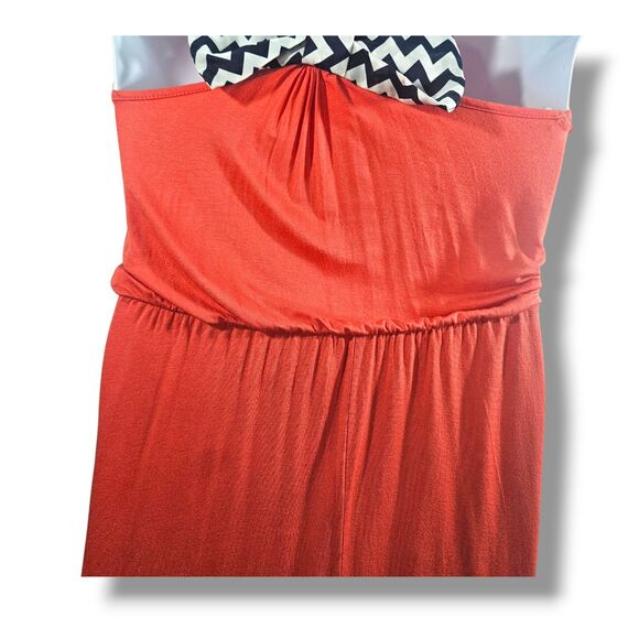 Charming Charlie Dress Small Red Chevron Bow Racerback High Low Midi Tank Top - Picture 8 of 14